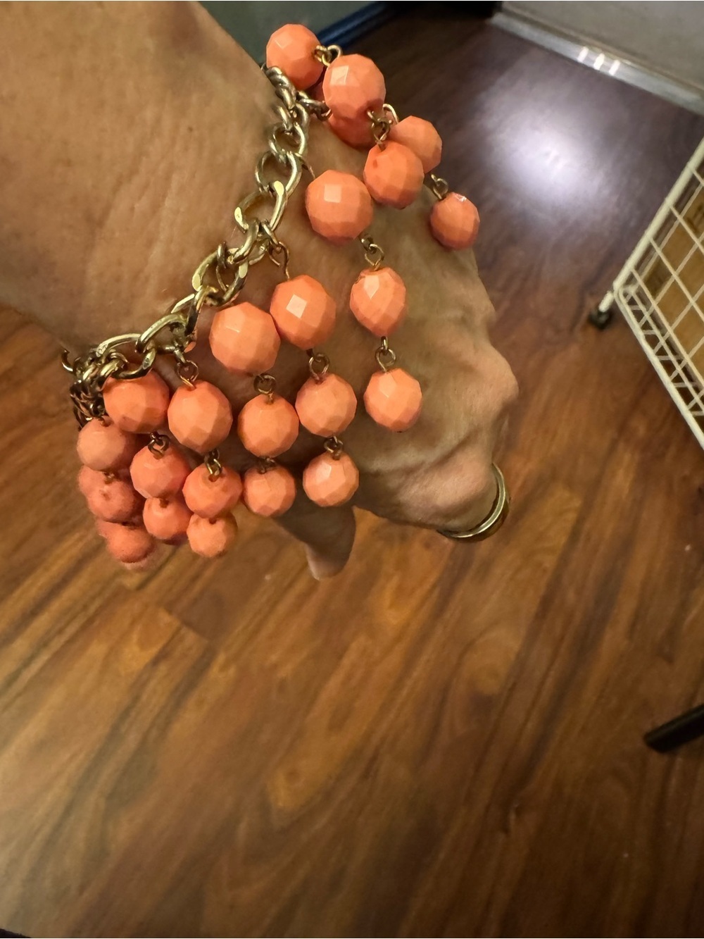 Coral Plastic Bead Statement Bracelet and Earrings Set - Picture 5 of 8